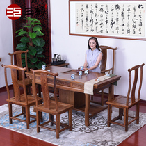 Mahogany furniture chicken wing Wood tea table mahogany solid wood tea table tea table antique tea table with cabinet 6 sets