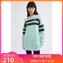 (Co-branded by Marley) LILY winter womens mid-length sweater with contrasting colors and stripes