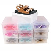 Green Reed Thickened Transparent Flip Storage Shoe Box for Men and Women 10 Pack
