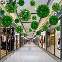 School Shop Mall Creative Pendant Emulation Grass Ball Plastic Grass Ball Green Plant Grass roof Decorative Chandelier