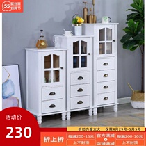 American solid wood small wine cabinet single door leaning against wall living room cabinet minimalist multifunctional glass door dining side cabinet TV edge cabinet