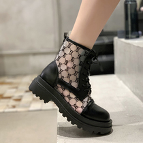 Egan Yarn Martin Boots Women Shoes 2021 New Summer Net Face Breathable Thick Bottom Heightening Thin-Thin Sandals Slim shoes