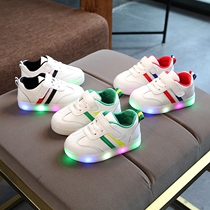  1 to 6 years old autumn 2 flashing lights 3 boys 4 girls shoes 5 Childrens board shoes Childrens wild luminous shoelace lights white