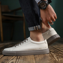 Leather white shoes men 2021 summer new Korean version of the trend Joker lace shoes sports breathable leisure trendy shoes