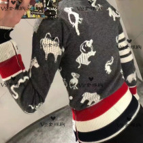 Thom Browne Japan 21 autumn and winter new TB forest sports pattern V-neck knitted cardigan sweater