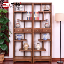 Sanyun mahogany furniture chicken wing Wood living room bogus shelf Chinese Dobao Pavilion partition solid wood antique rack display cabinet