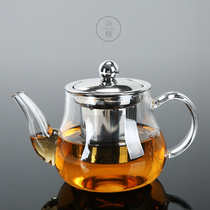 Shanjing Tea House thickened heat-resistant high borosilicate glass tea pot single pot large 400ML304 stainless steel filter