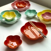 Export French gradient small petal flower plate household ceramic tableware dish dip bowl underglaze color plate