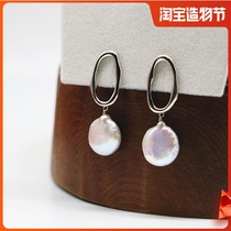 Baroque water drop button pearl invisible ear clip CC decoration no ear holes comfortable mosquito-repellent coil ear ornaments