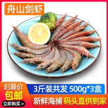 Zhoushan fresh sea catch shrimp shrimp deep sea green shrimp live shrimp sea shrimp Golden Hook shrimp shrimp seafood aquatic products 3kg