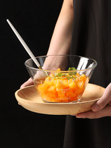 Salad bowl household transparent heat-resistant glass mesh red tableware ins Japanese breakfast fruit bowl Birds Nest dessert bowl 1