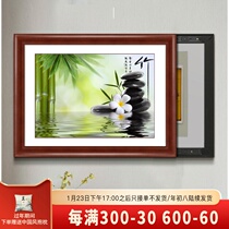 Chinese non-perforated meter box decorative painting push-pull solid wood weak current box to block hydraulic Chinese painting hanging painting living room
