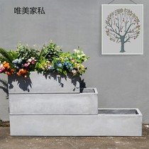 Rectangular manger cement flowerpot super long strip magnesium mud flower box outdoor wall road partition flower bed vegetable plant