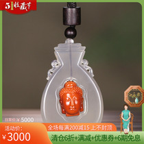 Featured inlays such as coming to Buddha pendant to moisturize jade edge Liangyu Mountain Wasiyu Jade Culture South Red High Ice Glass Seed Pendant 24g