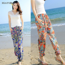 Hong Kong Chao Brand 2021 Summer Beach Harlan Pants Flower Pants Women's Thin Loose Wearing Bohemian Lantern Pants