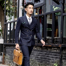 Double-row buttoned suit Mens suit Neo Groom Wedding Gown Business Career Positive Dress Casual Wool Men West Suit