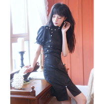 Black cheongsam young 2021 New Summer Girl national tide French modified version dress small short