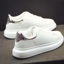 Thick Bottom Small White Shoes Mens Edition 100 Hitch Sports White Shoes Genuine Leather Lovers Shoes Casual Trend New Heightening Board Shoes Men