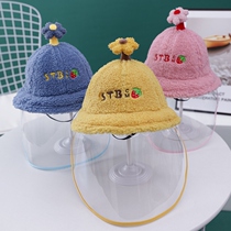 Baby out of the protective cover Baby travel epidemic prevention cap autumn and winter anti-droplet fisherman hat removable transparent mask