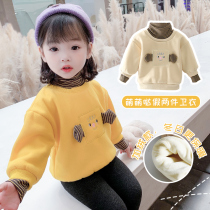 Girls plus velvet vests autumn and winter foreign atmosphere 2021 new high collar thick warm childrens coat childrens clothing baby Winter