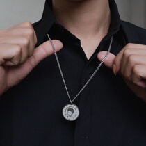 Titanium steel hip-hop little Prince head round card coin pendant necklace men and women National tide ins cold wind Joker accessories