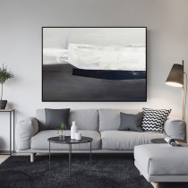 Hand-painted oil painting large modern minimalist living room decoration painting black and white minimalist abstract Nordic style banner hanging painting
