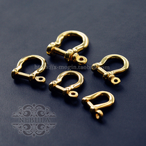 High quality pure brass cast horseshoe buckle copper shackle latch D-ring U-buckle handmade luggage leather hardware accessories