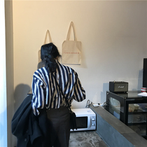 Sleep at 11 2021 Spring and Autumn New BF Lapel Vertical Stripe Loose Skinny Joker Long Sleeve Shirt Women