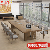 American Solid Wood Conference Table Long Table Strip Desk and Chair Combination Bar to Talk Long Table Table