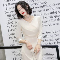 Evening dress dress female 2021 noble light luxury niche high-end socialite host temperament usually wear banquet