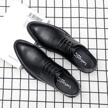 Tide brand mens shoes Korean casual pointed black breathable trend British business Youth dress inside leather shoes