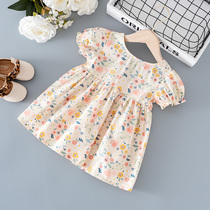 South Korea girls dress summer 2021 new children's floral short sleeve princess dress baby girl style skirt