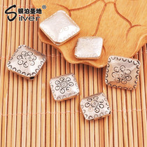 S925 Pure Silver Diy Thai Silver Accessories Printed Square Sepp Beads Handcrafted Rope Bracelet Fur Coat Chain Accessories