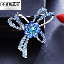 European and American bow artificial crystal brooch Lady simple elegant temperament corsage big pin decoration accessories
