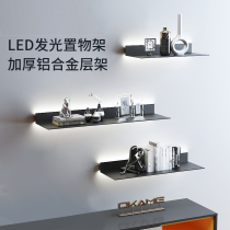 Cosmetics luminous LED word partition shelf wall-mounted bedside office bookshelf net red wall free punch