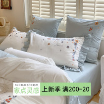 Han Style Teenage Girl Hearts All Cotton Washed Cotton Four Sets Lace Lace Embroidery Quilt Cover Pure Cotton Princess Wind Nude Sleeping Bed Bedding