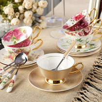 High-grade idyllic bone china coffee cup and saucer set creative household ceramic English afternoon tea tea cup with spoon