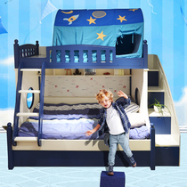 Upper and lower beds Blue childrens children mother bed ladder cabinet mopping bed combination Mediterranean bunk bed pink high and low bed