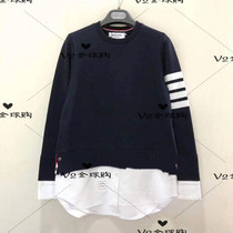 Japan Thom Browne 19 autumn and winter fake two-piece set stitching hem long sweater