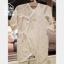(CreamHouse) Korean yellow small flowers newborn female baby spring summer lace up clothes climbing clothes
