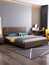 Walnuts Wood 1 8 m Double Solid Wood Bed Modern Minima Light Lavish Bedroom Wedding Bed 1 5m Single Air Pressure Storage Bed