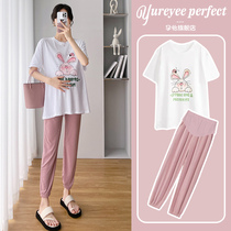 Pregnant Woman Summer Clothing Suit Summer Style Out Fashion Loose Short Sleeve Blouses Sweet and cute Less-age Two Packaged Summer