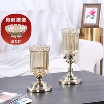 European-style luxury crystal glass vase transparent water culture American decoration dining table living room simulation floral flower arrangement ornaments