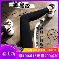 Japanese shark skin whipped bottom pants liquid thin strip black skinny elastic Barbie Pants Sports Fitness Yoga Pants