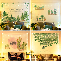 Nordic ins background cloth green planting cloth room layout Wall bedside wall decoration painting Net Red Live Tapestry