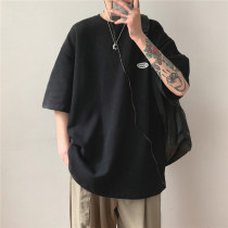 Summer T-shirt mens short-sleeved ins Harajuku bf Hong Kong style simple loose five-point sleeve top clothes mens casual summer half-sleeve