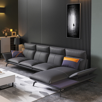 Minimalist sofa first floor cow leather living room combination Italian light luxury Nordic small apartment leather sofa