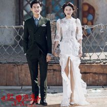 Movie Themed Clothing Outscene Street Shooting White Brigade Shooting Light Yarn Style Wedding lovers Write a real photo gown