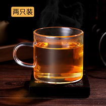 Glass small Kung Fu tea cup Household Japanese style with handle Single cup tea set Owner cup Personal transparent tea bowl set