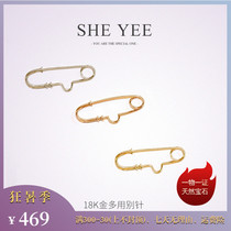 Shone jewels 18k rose gold brooch with female collar Staple Silk Scarlet not fixed clothes changed to small anti-walking light clasp